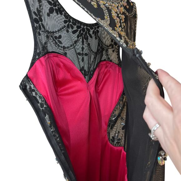 Betsy & Adam Black Maxi Dress with Gold Accents - Picture 3 of 14